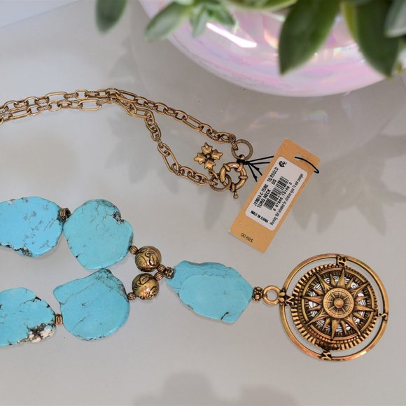 PATRICIA NASH Turquoise Compass Pendant Necklace. - Picture 11 of 12